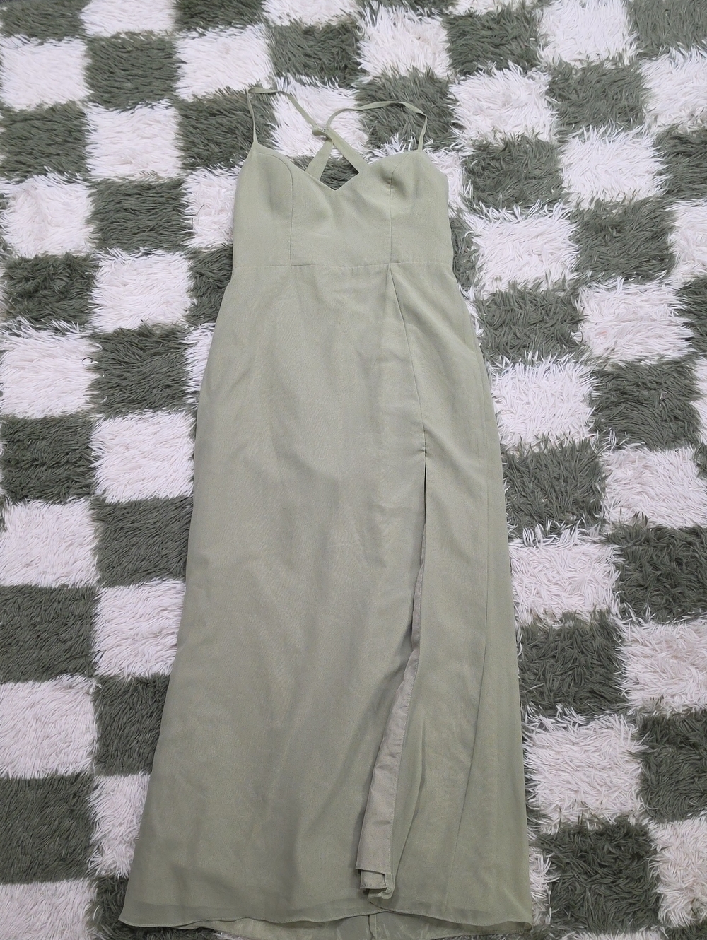 Azazie Chiffon Sage Green Dress With Back Detail